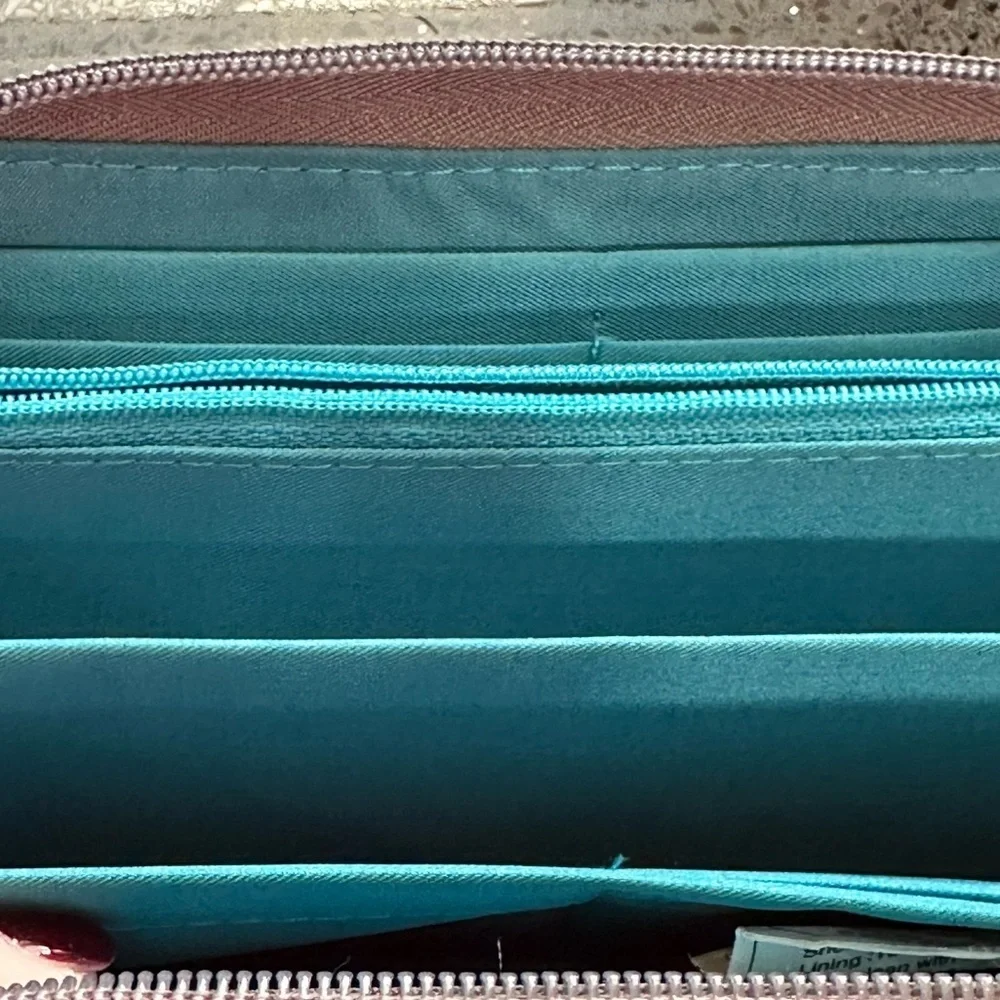 Travelon RFID Blocking Zip-Around Slim Wallet - Heather Grey & Teal